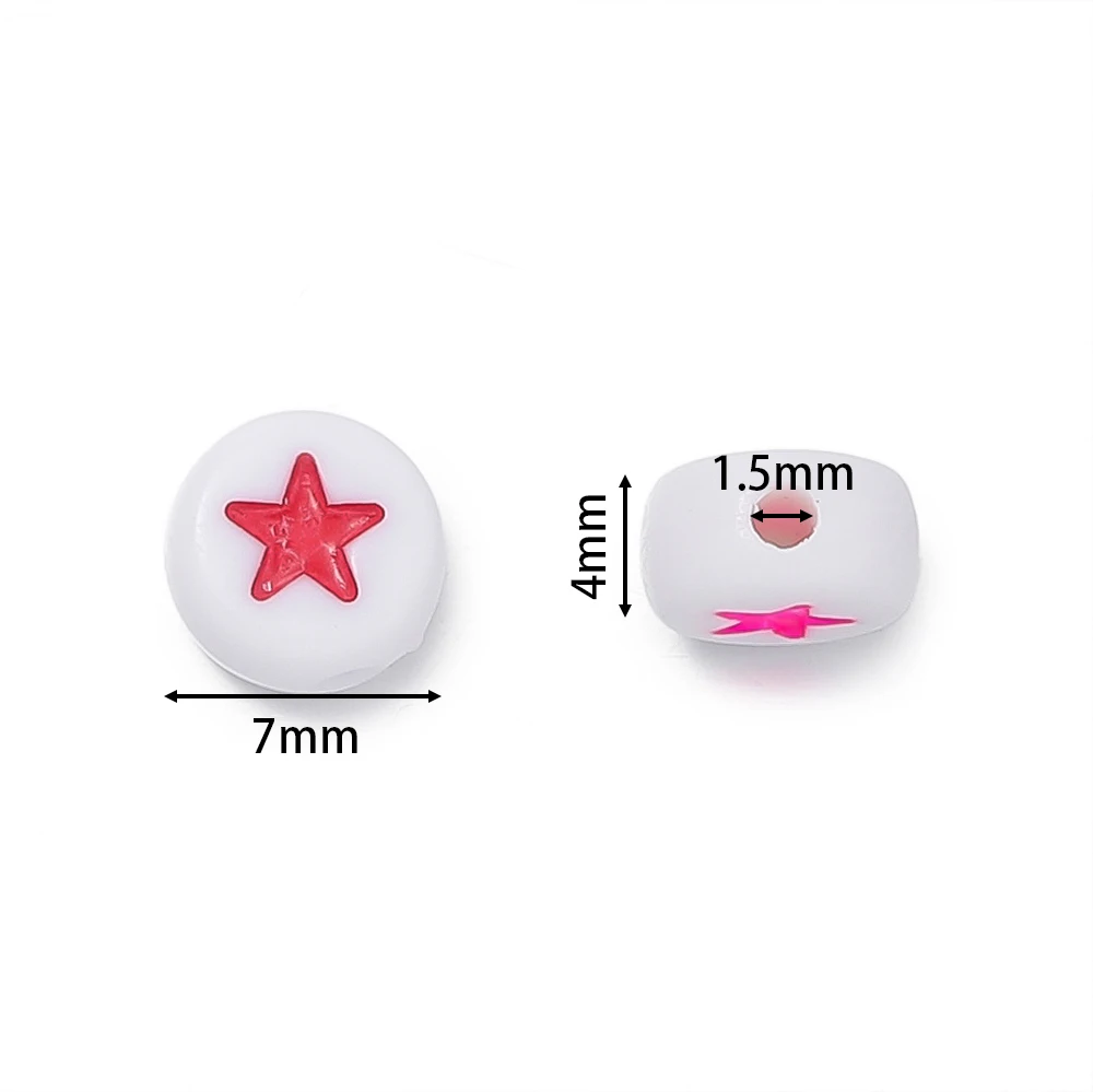 100pcs/Lot 7mm Colorful Acrylic Star Beads Flat Round Loose Spacer Bead for Bracelet Necklace Earrings Jewelry Making Supplies