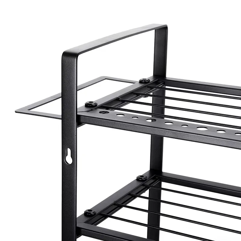 業務用ヘビーデューティー4段メタルツールシェルフ、コードレスドリルホルダー、電動工具オーガナイザーラック（ガレージ用）