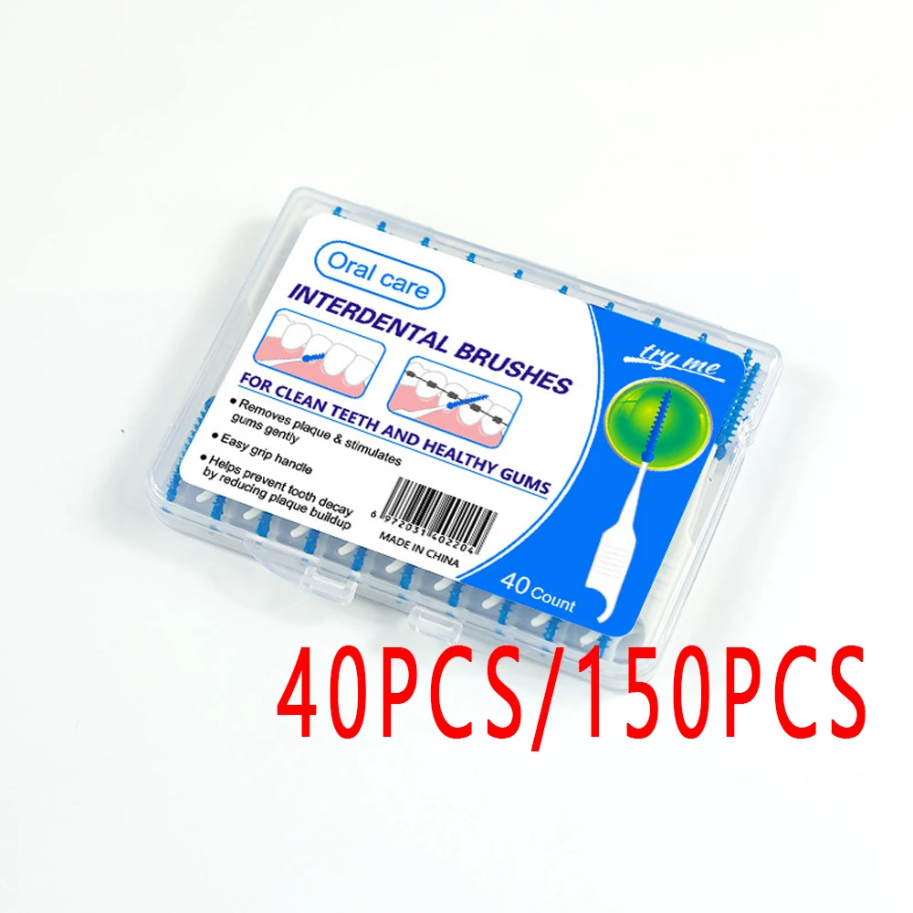 

Silicone Interdental Brushes 150 40 Piece Dental Floss Picks Teeth Cleaner for Plaque Removal and Oral Hygiene