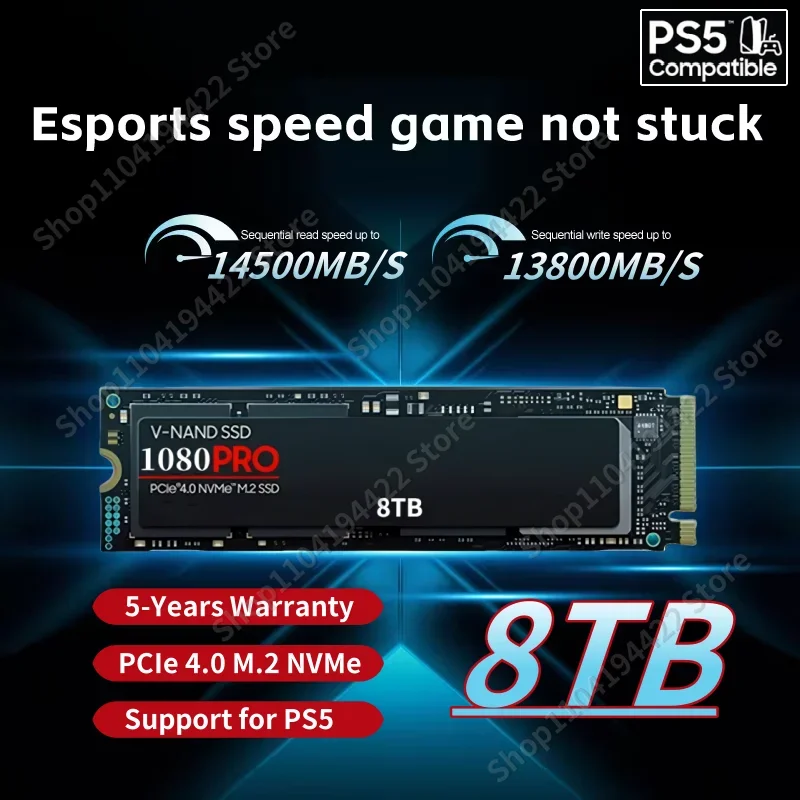 

New 1080PRO 8TB 4TB 2TB 1TB SSD Hard Disk M2 2280 NVMe PCIe Gen 5.0 x 4 Internal Solid State Drive for PC Laptop PS4 Desktop PS5