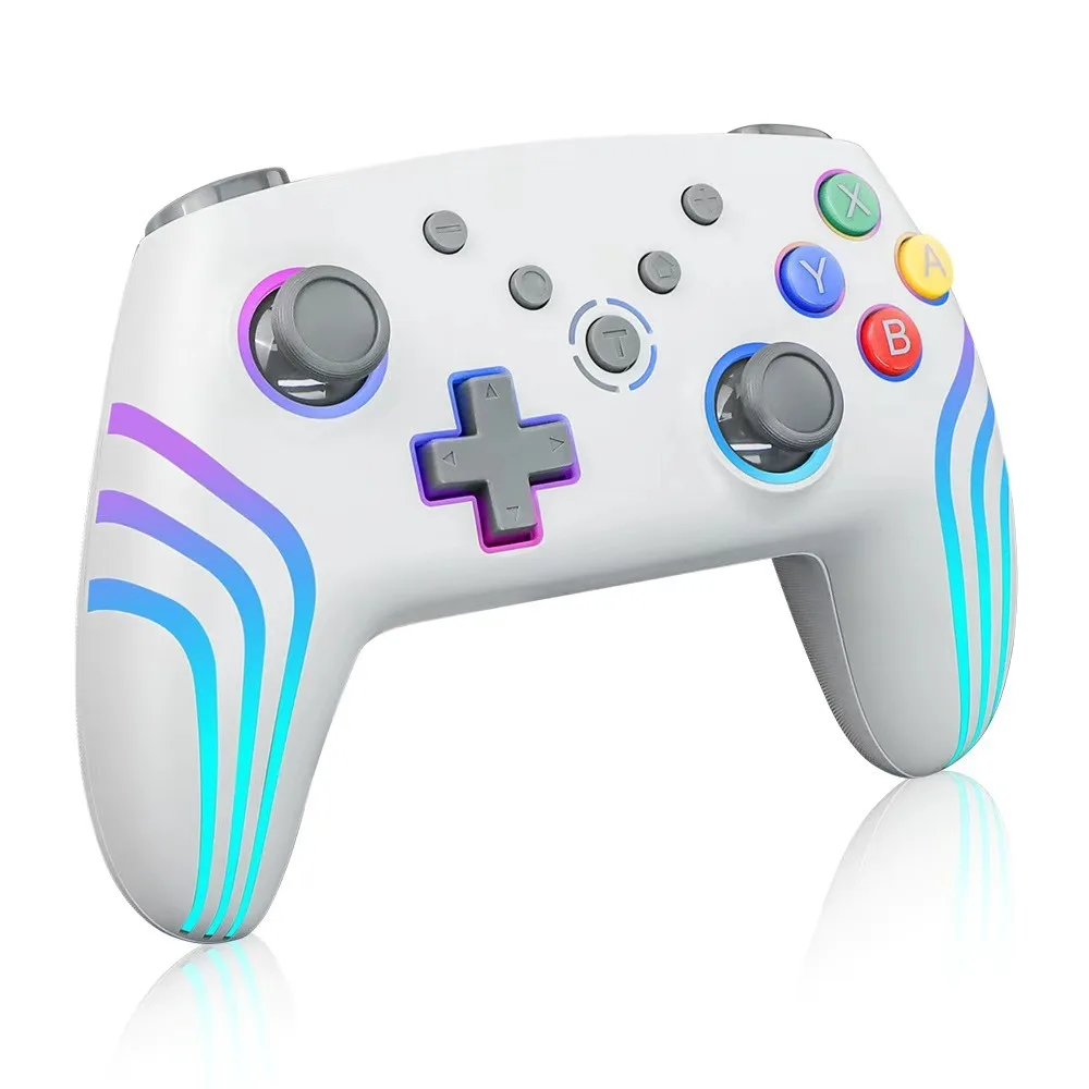 

SWITCH2 Bluetooth Wireless Pro Gaming Controller with Motion Sensors and RGB Rainbow Lights for PC Games and Steam