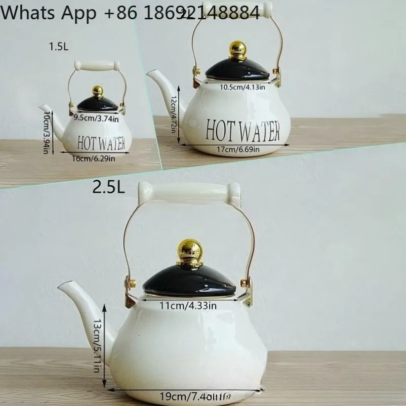 Solid Color Letter Enamel Coffee Pot, Heat Resistant Ceramic Handle Kettle, Modern Simple Shape 1 Piece Price