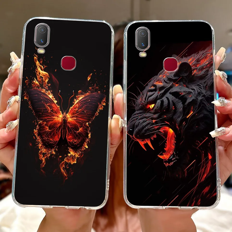 حافظة لهاتف Vivo Y11 2019 / Vivo Y12i 1906 غطاء خلفي من السيليكون الناعم الشفاف من البولي يوريثان الحراري كارتون كوكيز