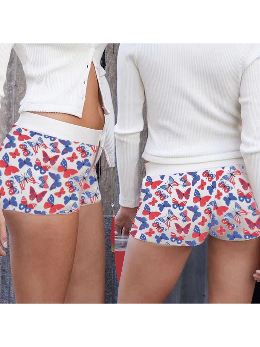 Women Cute Lounge Shorts Floral Print Y2k Low Rise Sexy Micro Shorts Elastic Pajama Bottoms