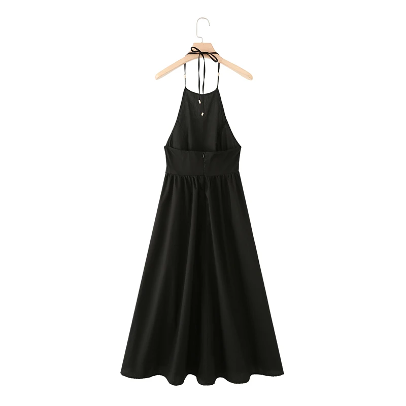 Guobioziy Women's Halter Neck Backless Dress 2026 Summer Collection Black Design European＆American Casual Daily＆Office Fashion