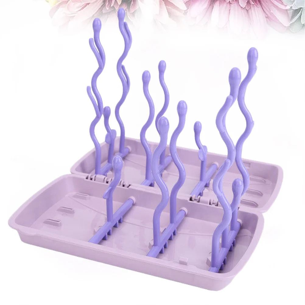 

Портативная сушилка-подставка для детских бутылочек и поильников, фиолетовая, складная, с быстрым высыханием и дизайном для циркуляции воздуха