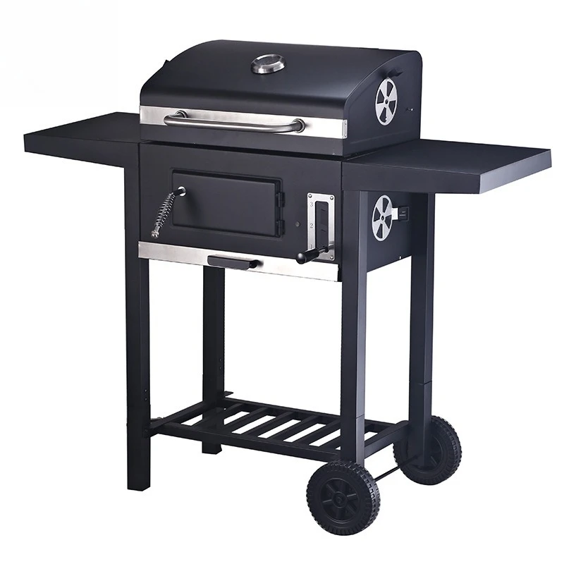 

Outdoor Large Picnic Grill Patio Camping Hand Push Movable Smoked Grill American Grill