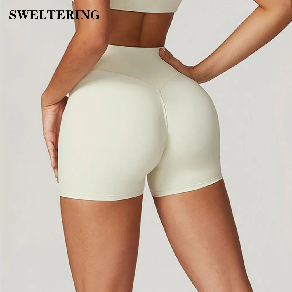 Summer Yoga Shorts High Waist Workout Shorts Women Sexy Tummy Control Gym Push Up Running Leggings Crossed Waist Head Shorts