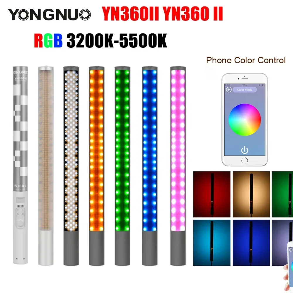 YONGNUO YN360II YN360 II Ручной светодиодный светильник для видеосъемки 3200k-5500k RGB Ручной ледяной палочки со встроенной литиевой батареей емкостью 5200 мАч YONGNUO YN360II YN360 II Ручной светодиодный светильник для видеосъемки 3200k-5500k RGB Ручной ледяной палочки со встроенной литиевой батареей емкостью 5200 мАч