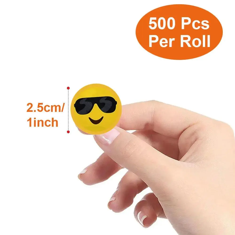 500pcs Cartoon Funny Smiley Face Stickers, 8 Patterns 1.0 inch, Suitable for DIY Decoration of Computers, Refrigerators, Gifts