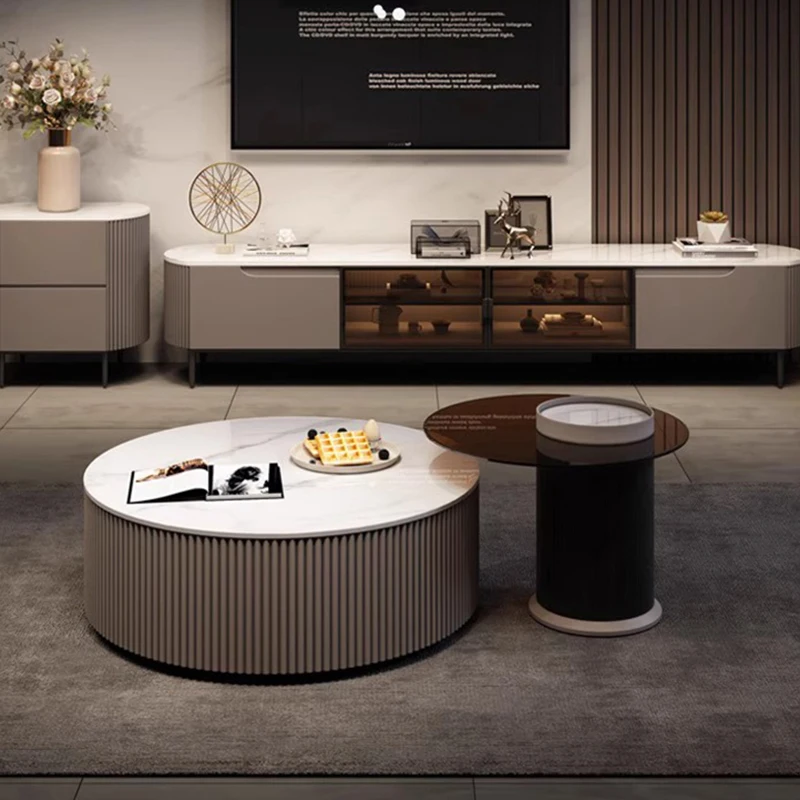 

Современный простой журнальный столик из каменной плиты, скандинавский круглый центральный журнальный столик для гостиной, французская стеклянная мебель для дома 01,هوة FYCT