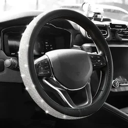 Bling Bling Diamond Rhinestones Crystal Car Steering Wheel Cover PU Leather Auto Accessories Case Car Styling
