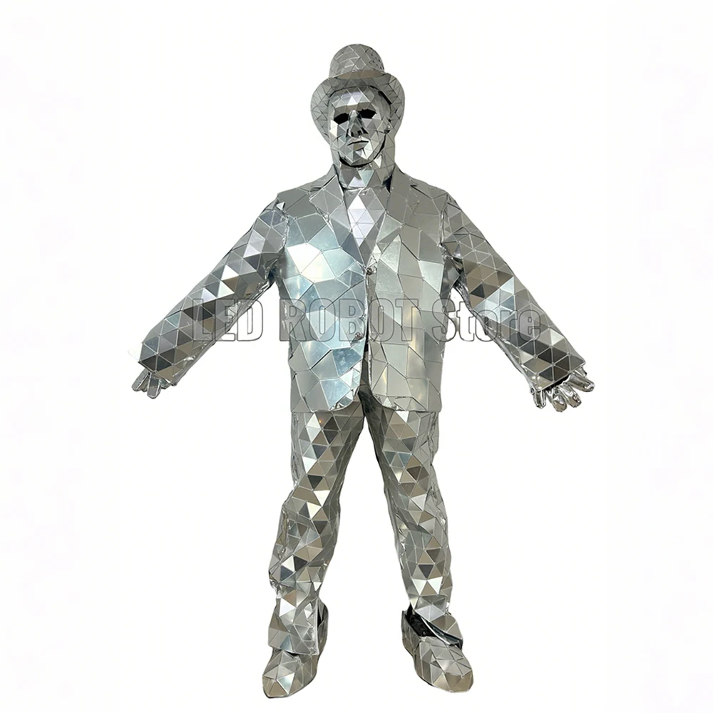 

Latest Style Mirror Man Stage Costume DJ Party Performance Nightclub Jumpsuit Bar GoGo Dance Costume Women Men Mirror Dress