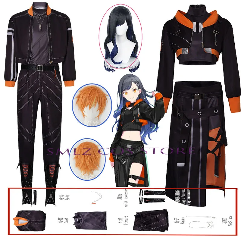 

Newly CR Shinonome Akito Cosplay Anime PJSK Shiraishi an Cosplay Costume 2025 Woman Man Black Uniform Set Outfit for Party Play