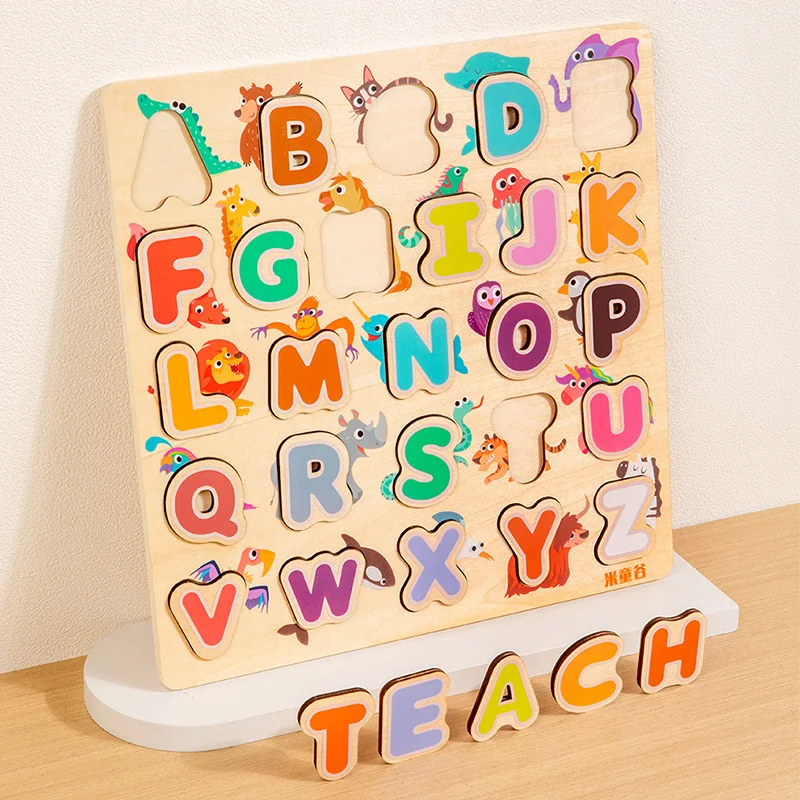 Kinderen alfabetische rekenkundige nummer geometrische vormen houten puzzel Montessori voorschools leren educatief spel speelgoed voor kinderen