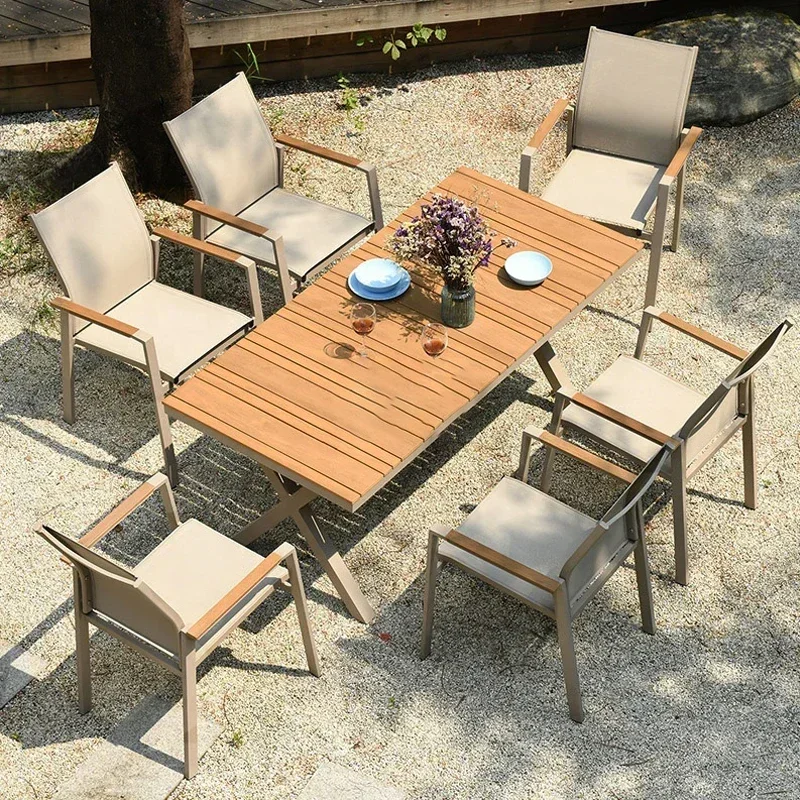 

High Quality Garden Party Outdoor Picnic Wood Tea Table and Chair Outdoor Furniture Set Restaurante