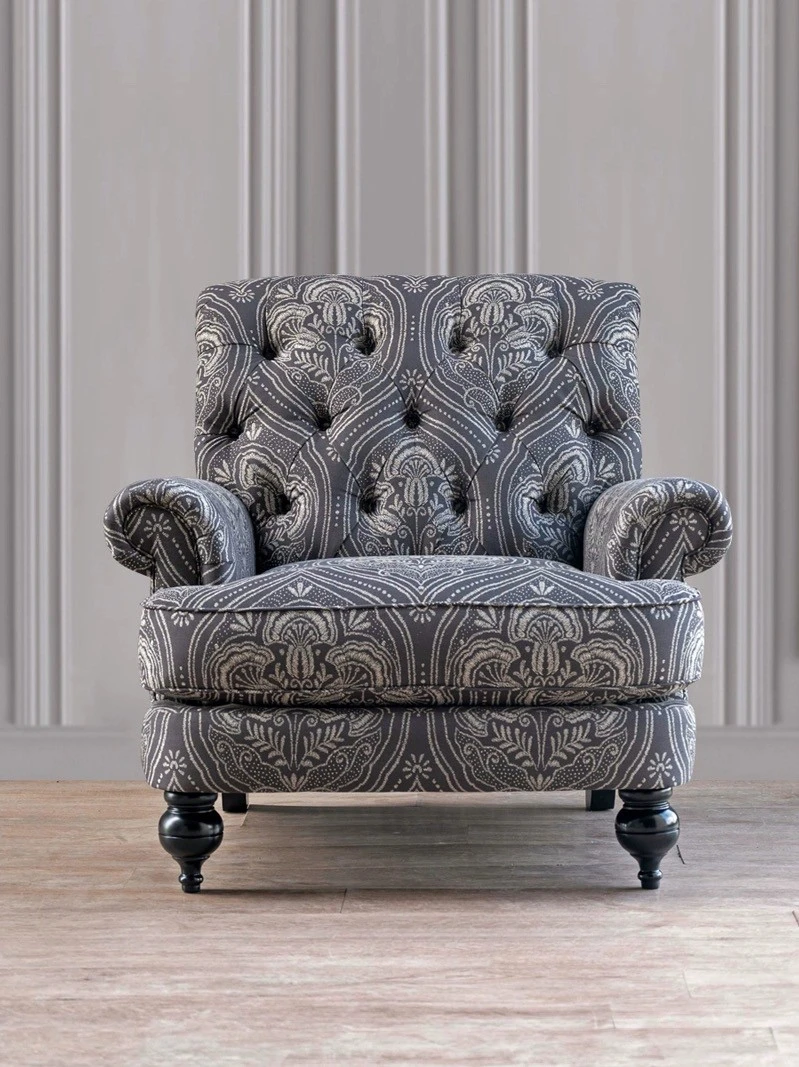 American solid wood tiger chair bedroom living room tiger chair French retro single jacquard fabric leisure sofa chair