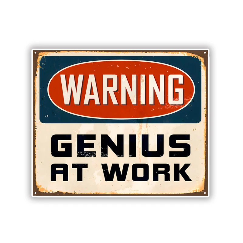 cs12314# Warning Genuis at Work Car StickersScratch Covering Self-Adhesive Waterproof Decal Motorcycle Decorative Accessorie