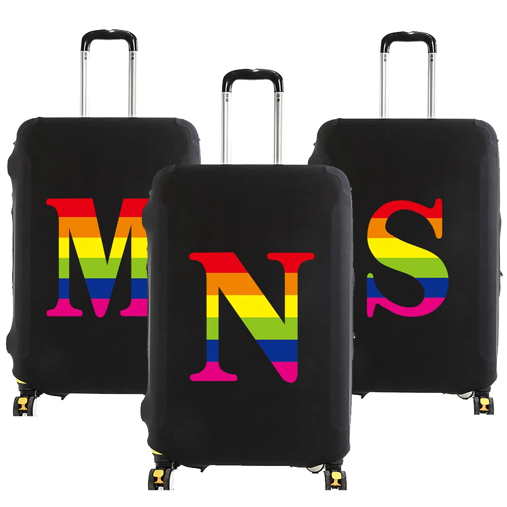 

Luggage Case Suitcase Protective Cover Rainbow Letter Name Pattern Travel Elastic Luggage Dust Cover Apply 18-32 Suitcase