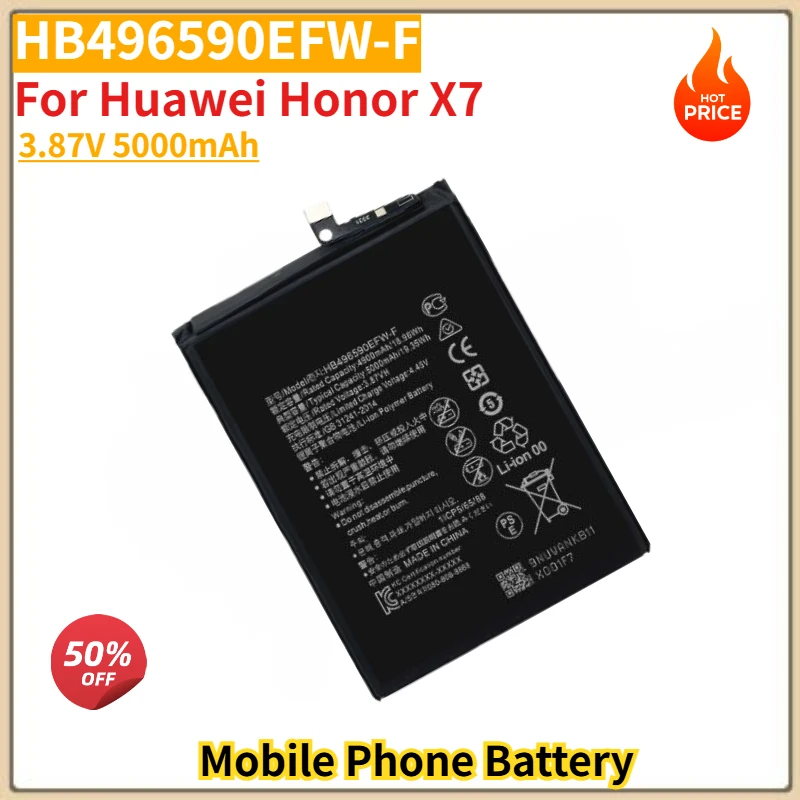 

HB496590EFW-F High Quality Phone Battery 3.87V 5000mAh For Huawei Honor X7 Brand New Replacement Battery