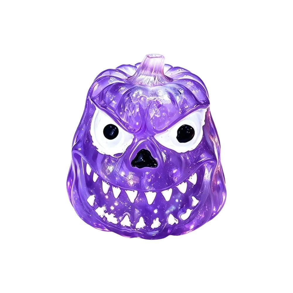 Devil Pumpkin Halloween Dumplings Squeeze Toy TPR Transparent Glitter Steamed Stuffed Bun Squeeze Pinch Le Slow Rebound
