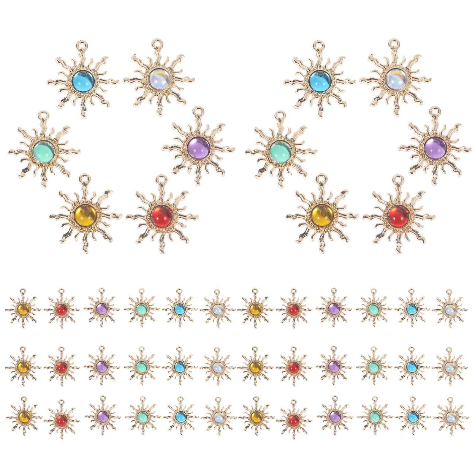 30Pcs Alloy Flower Pendants Zinc Alloy Gem Sunflower Charms DIY Jewelry Making Earrings Bracelets Necklace Accessories