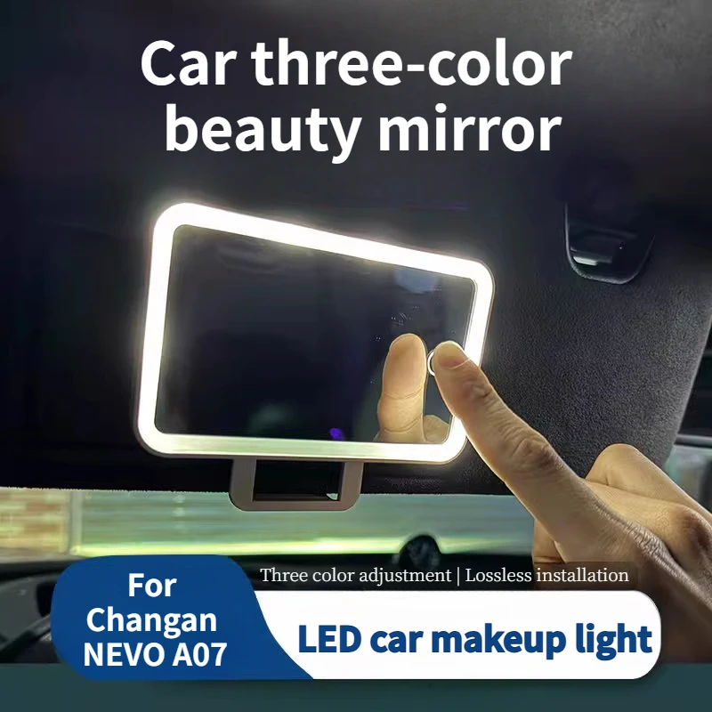 For Changan NEVO A07 Car makeup mirror LED three-color makeup mirror charging visor makeup light