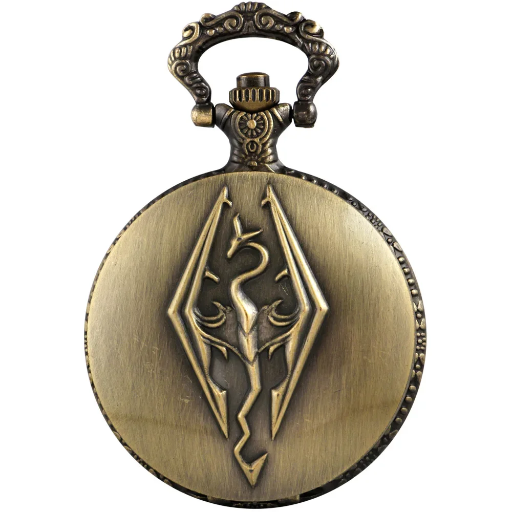 Retro Bronze Calssic Game Dragon Time Gemstone Quartz Pocket Watch Fashion Pendant Necklace Clock Men's and Women's Kids Gifts