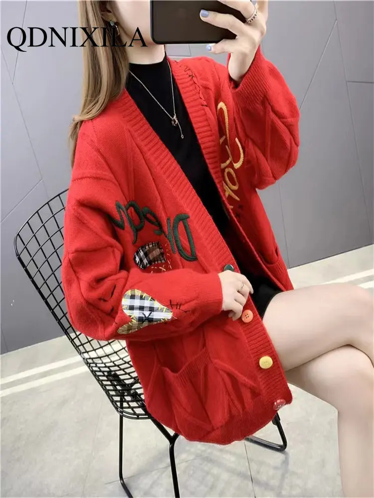 Frühling Herbst Neue Oberbekleidung Elegante Pullover frauen Lose Strickjacke für Frauen Koreanische frauen Kleidung Koreanische Mode Stricken Tops