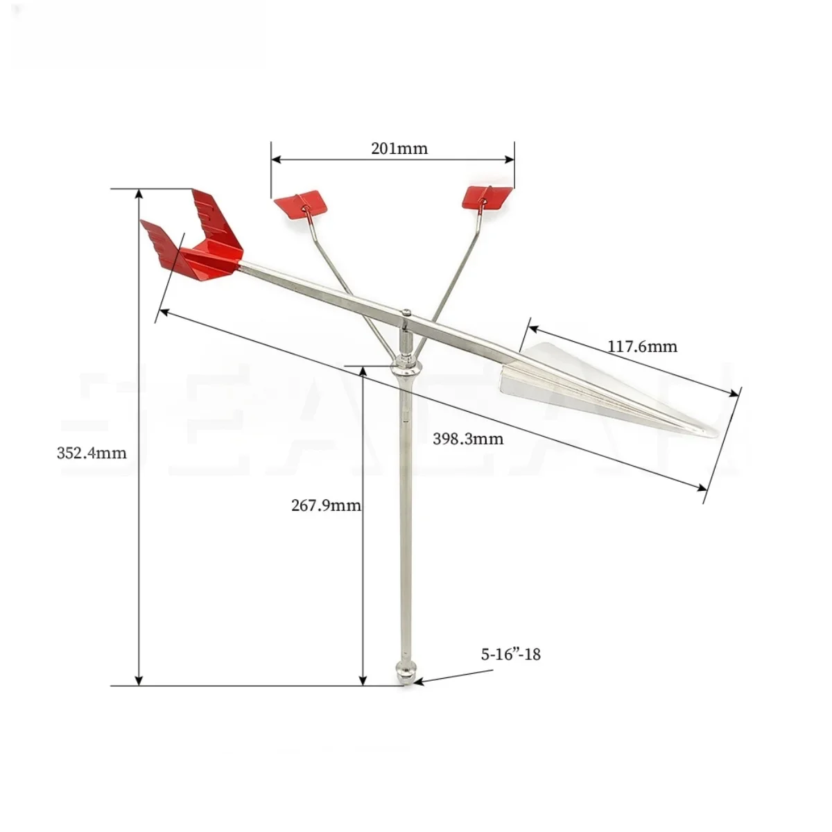 For Boat Docking Red Stainless Steel Weathervane Easy Install Yacht Accessories Weatherproof Outdoor Weather Vane