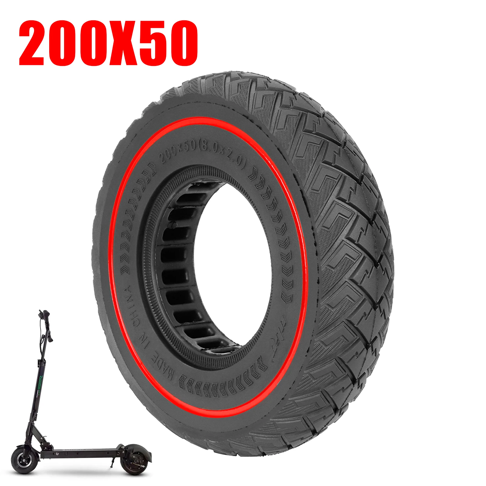 Ulip 8Inch 200x50 Off-road Solid Tire For Electric Scooter 8.0x2.0 Stab-proof Ultra Wear Tubeless Tire Upgrade Accessories Parts