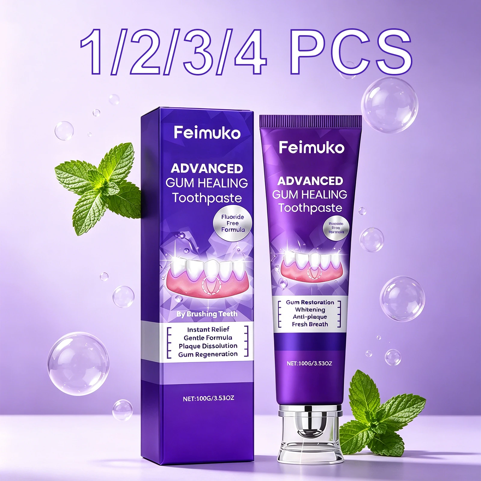 Gum Repair Toothpaste Anti Cavity Improve Plaque Protect Gingiva Fade Tooth Stains Fresh Breath Deep Clean Gentle Formula Family