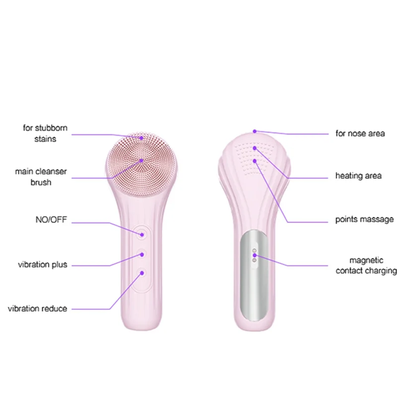 فرشاة الوجه الكهربائية ساخنة مقاوم للماء منظف المسام حزام السيليكون شاحن مغناطيسي جهاز تنظيف الوجه
