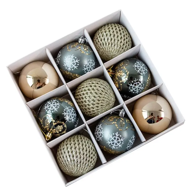 9 Pieces Christmas Ball Ornaments Shatterproof Great Addition New Year Gifts