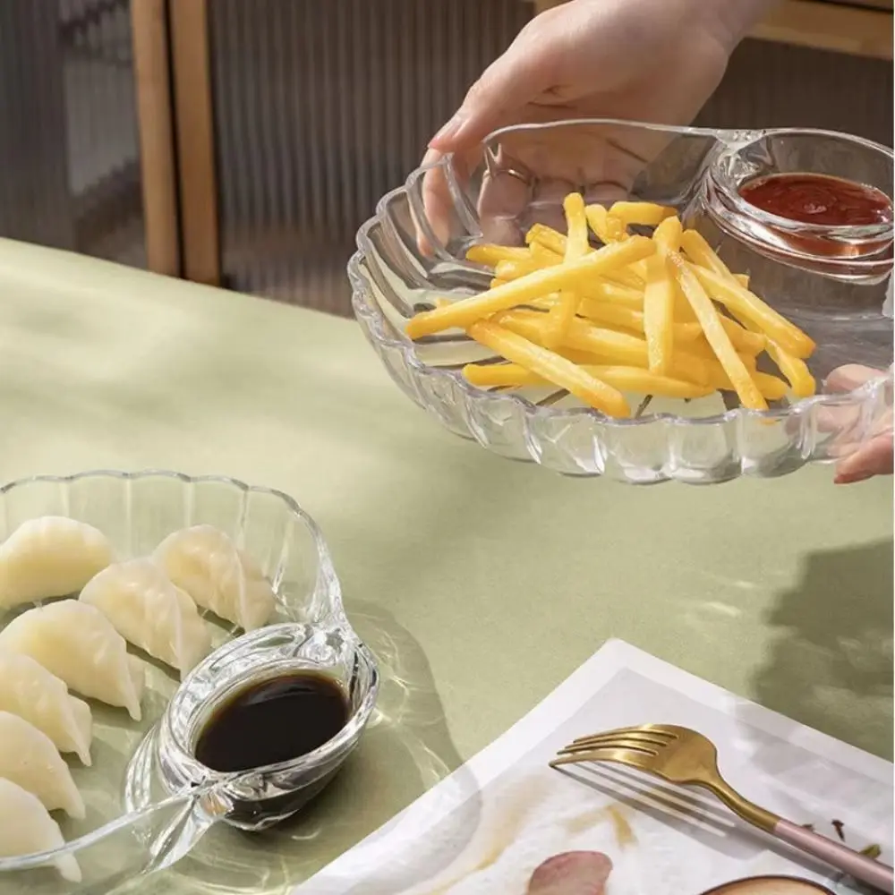 Durable Transparent Shell Dish with Vinegar Discs Creative Dumpling Plate Dried Fruit Snack Plates