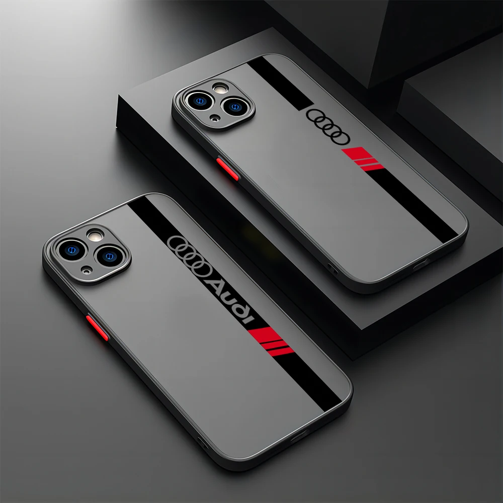 

Racing jDM Phone Case For iPhone 16 15 14 13 12 11 Mini Pro Max X XR XSMax 7 8 Plus-A-AUDI-SMatte Sports Transparent Back Cover