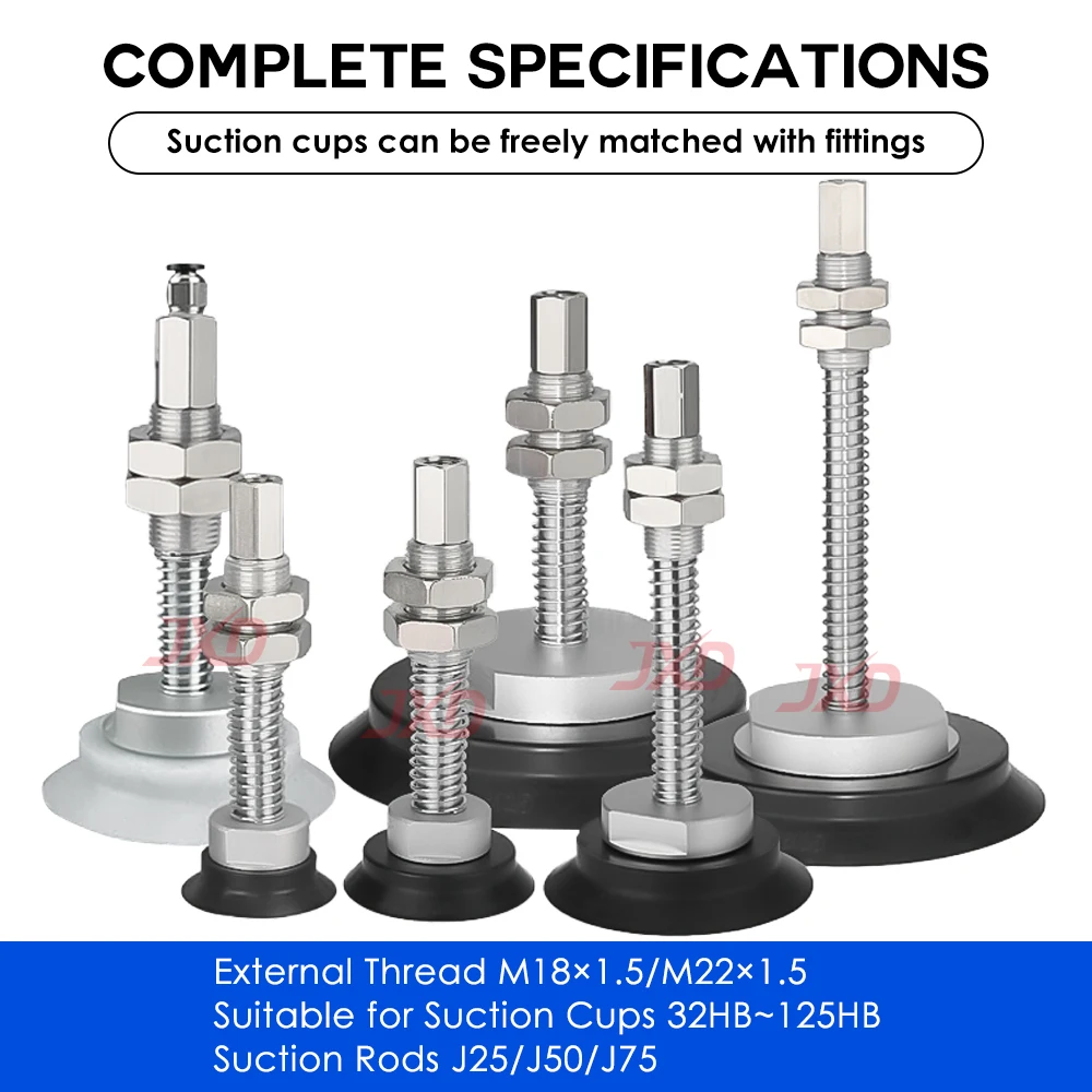 JXD Heavy-Duty Industrial Top-Air-Inlet Vacuum Suction Cup ZPT32/63/100H-J25/50-A18 High-Strength Suction Cup Buffer Fitting Set