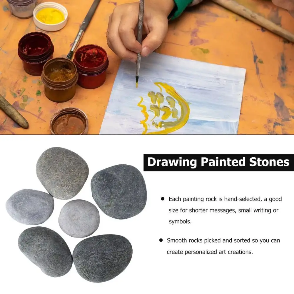 Smooth Painting Rocks Colored Drawing Non-Porous Smooth Flat Stones Grayish-Black Tones 7-10Cm Hand-Painted Stones