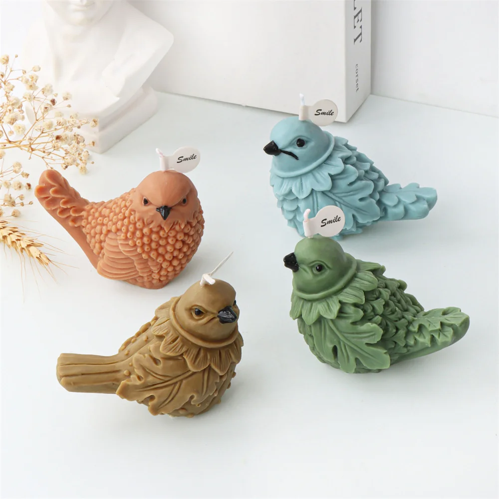 Multiple Feather Bird Candle Silicone Mold Diy Scented Soap Modeling Plaster Resin Statue Home Christmas Gift Baking Mould