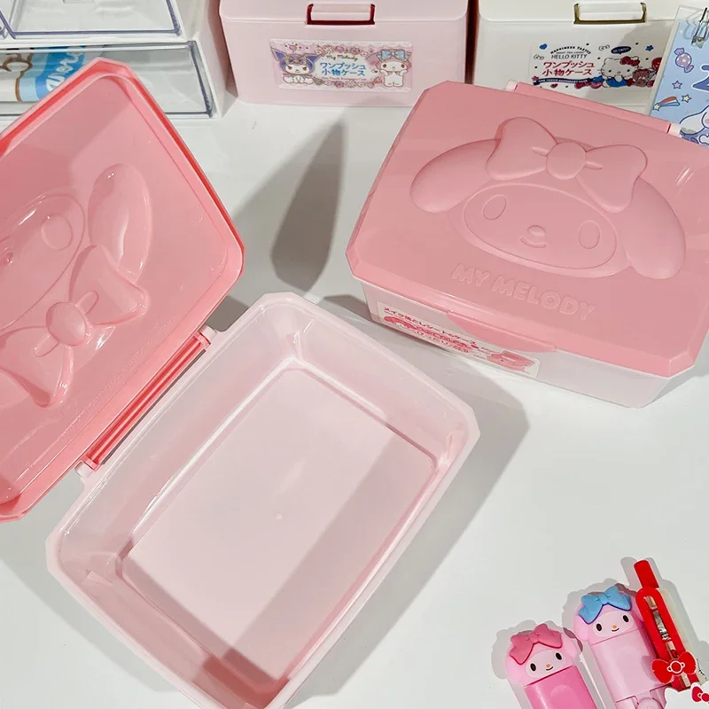 Sanrio Hello Kitty Storage Box Cartoon Melody Kt Cat Flip Cover Cotton Swabs Cotton Pads Stationery Jewellery Organisation Gifts image 5