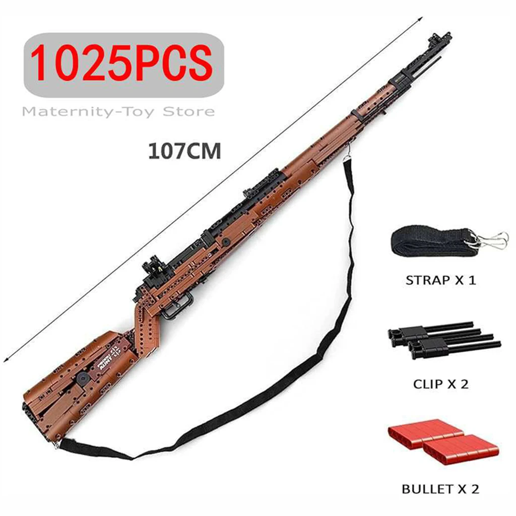 Mould King Mauser Kar98K Building Block Model WW2 Weapons Series Heavy Sniper Rifle Assemble Bricks Shoot Toys Children\'s Gifts