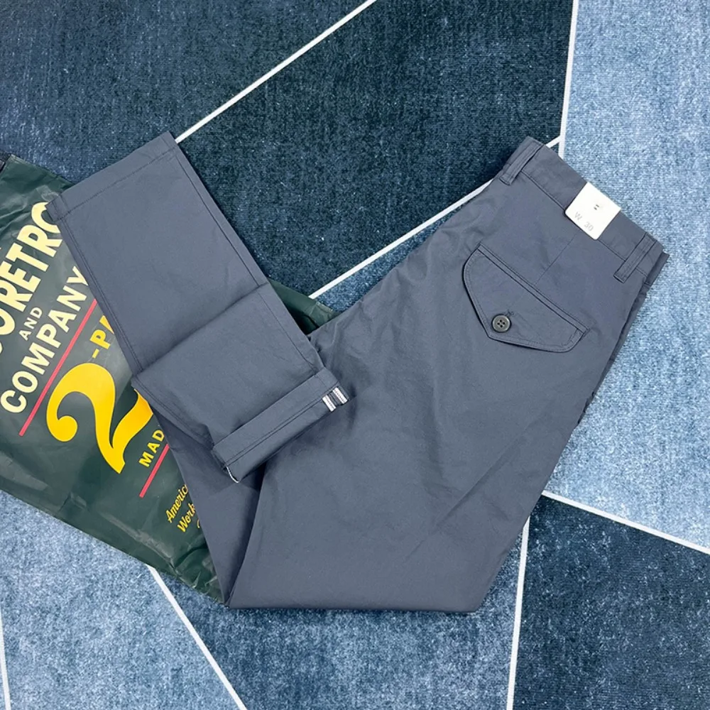 Summer light and thin casual pants for men, American-style retro small straight and form-fitting work pants