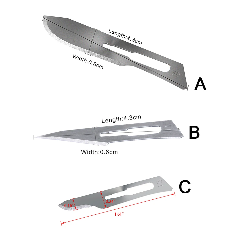 100PCS/BOX Surgical Scalpel Sterilized Blades Carbon Steel Material Size 10#/11#/15# Optional