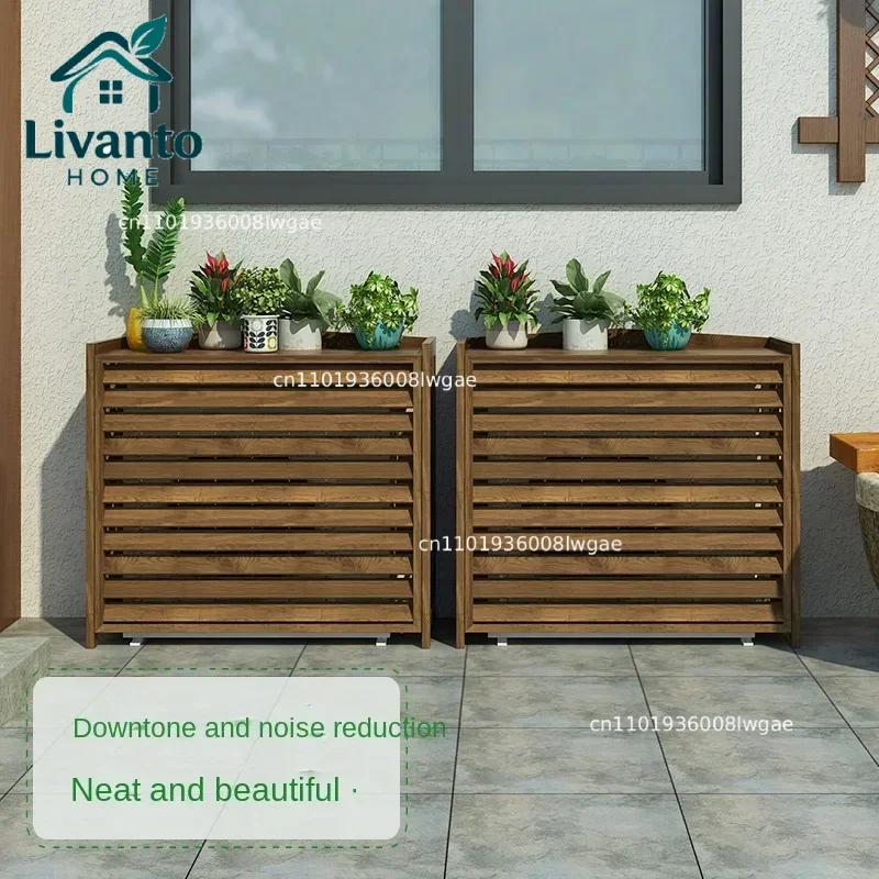 

Air Conditioning External Unit Rack Balcony Flower Stand with Hanging Vines,Outdoor Garden Plant Shelf, Functional Garden Stand.