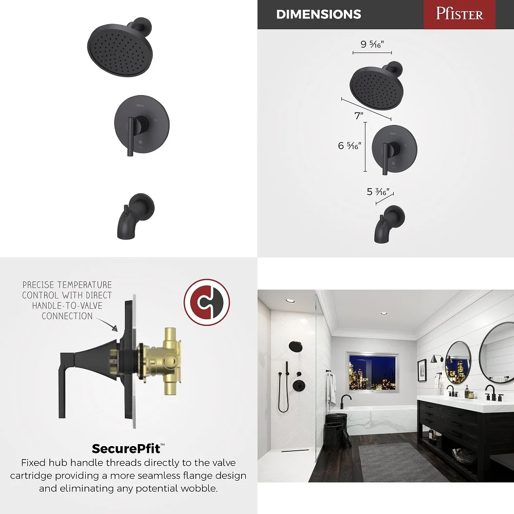 

LG898NCB Contempra 1Handle Tub amp Shower Trim in, 1.8 gpm, Matte Black