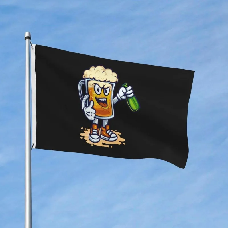 1pc Humorous Beer Mug Flag, 90X150cm Polyester Fabric, Perfect for Festivals and Parties, Indoor Outdoor Yard Garden Decor