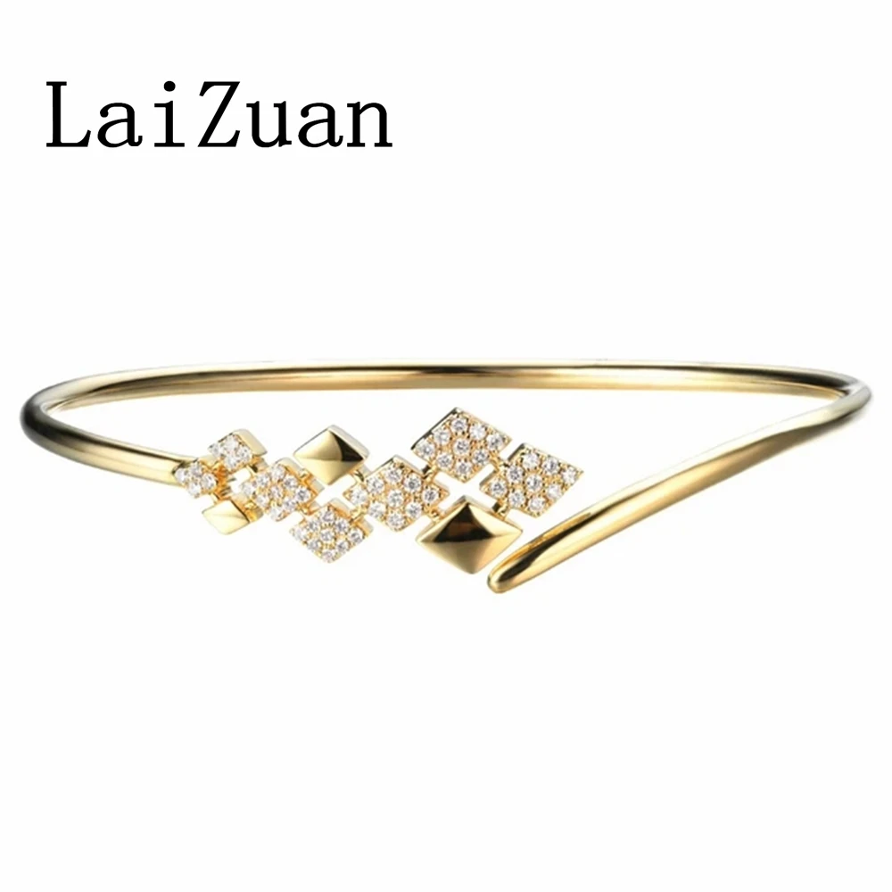 LaiZuan Solid 14K AU585 Yellow Gold H/SI Natural Diamond Bracelet For Women Wedding Engagement Fine Jewelry Minimalist Precious