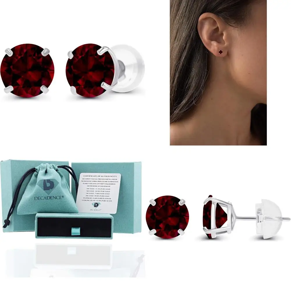 

Genuine Birthstone Gemstone Stud Earrings in 14K Gold for Women - 6mm Round Prong Set in Yellow, White, or Rose Gold Styles