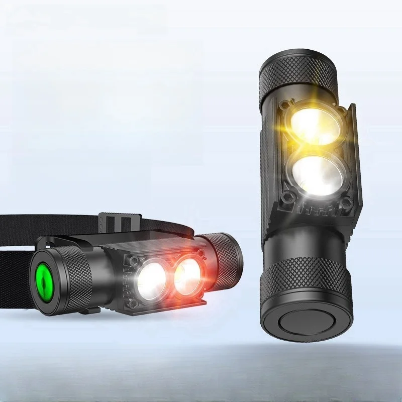 Head light LED strong light dual source lithium battery USB charging lightweight head mounted flashlight for outdoor camping