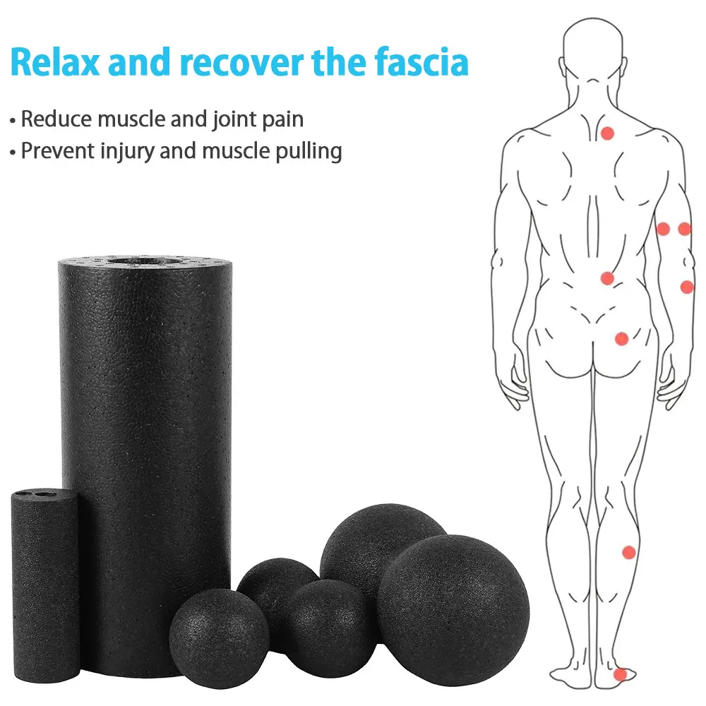 Pilates Foam Roller Black Yoga Massage Foam Roller Fitness Ball Set Massage Muscle Release Exercises Equipment for Women/Men